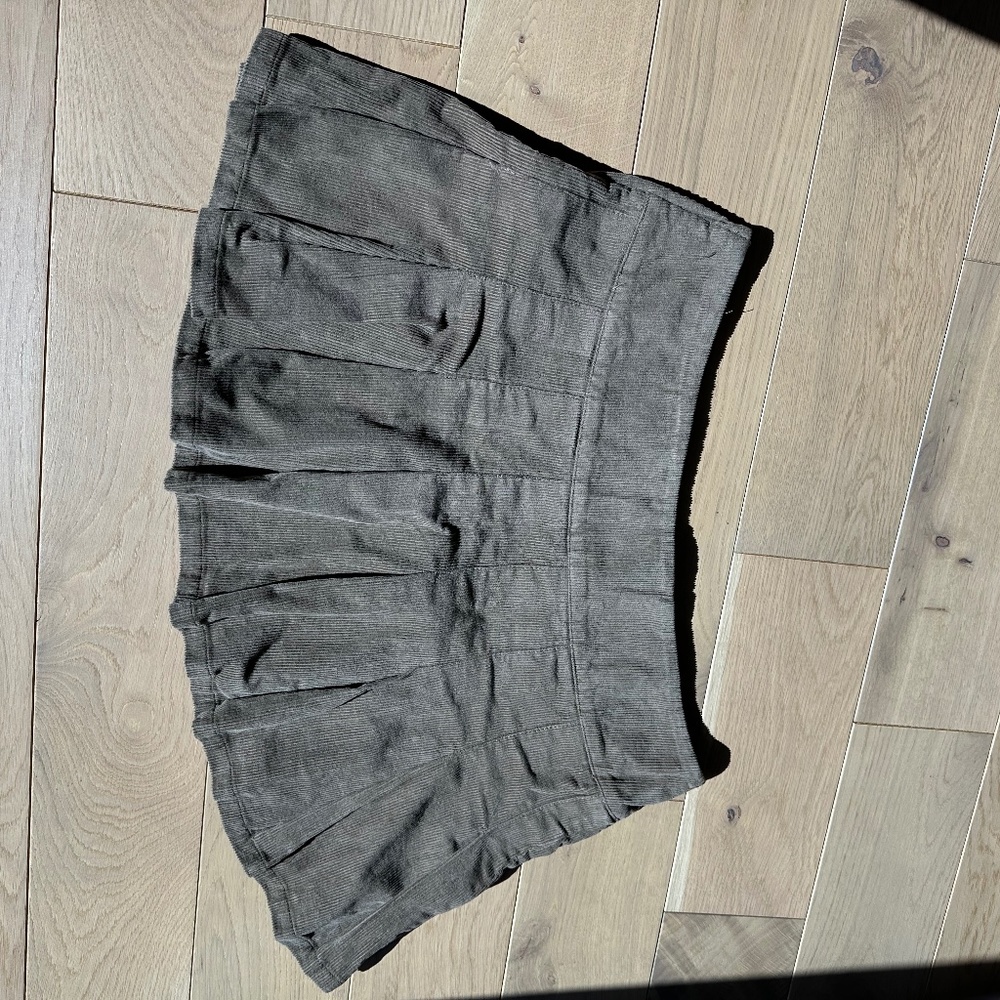 ASOS DESIGN pleated cord mini skirt in biscuit